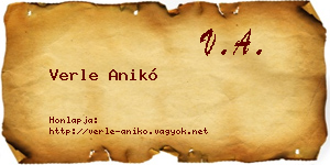 Verle Anikó névjegykártya